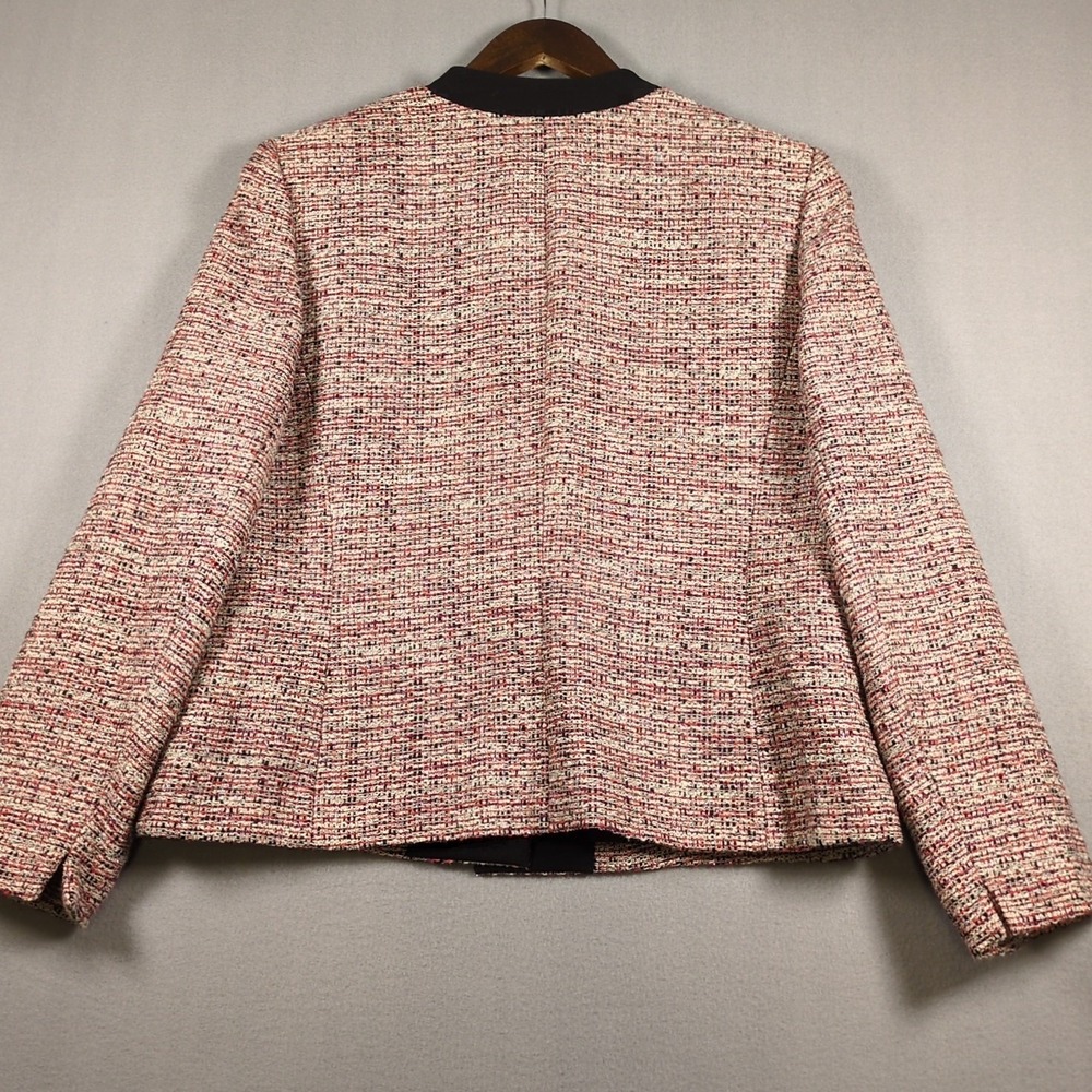 Kasper Womens SZ 16 PETITE Pink White Black Tweed One Button Blazer Jacket - Picture 6 of 6